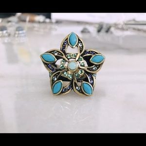 HEIDI DAUS TURQUOISE & BLUE TOPAZ DECO STAR RING